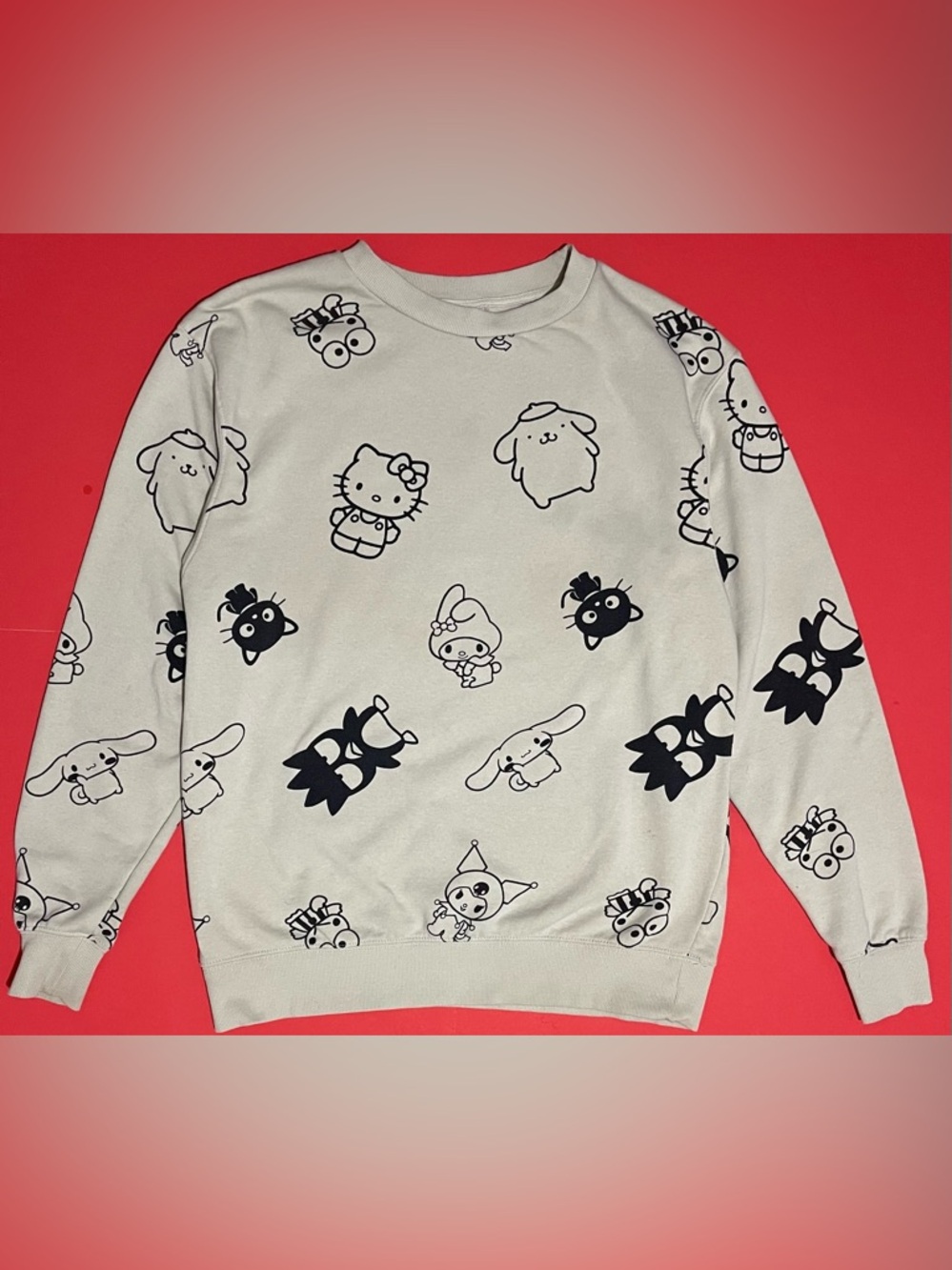 Sanrio All-Over Character Sweatshirt in White and Black